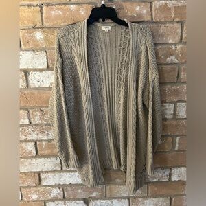 Debut Taupe Cable Knit Cardigan Sweater